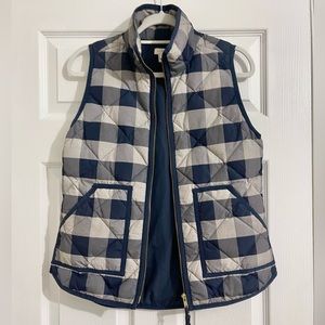 J. Crew Navy Buffalo Plaid Puffer Vest, XS